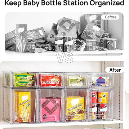 Vtopmart 8 Pack Clear Stackable Storage Drawers, Pull-Out Organizers, 4 Tall - Image 6