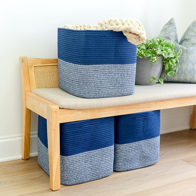 NaturalCozy 13x15x13 Kallax Storage Cubes Bins, 3 Pack | Cotton Rope Cube - Image 7