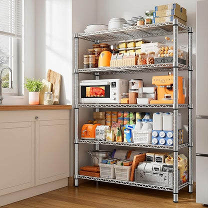 REIBII 5 Tier Metal Shelving Storage Shelves, Wire Shelves Pantry Shelves - Image 4