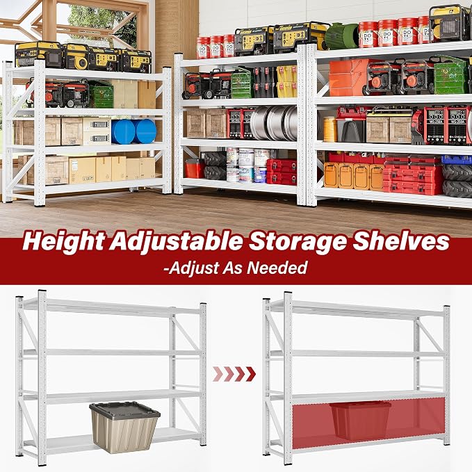 48" Wide Heavy Duty Garage Shelving Units, 3000LBS 24 Deep Storage Shelves - Image 6