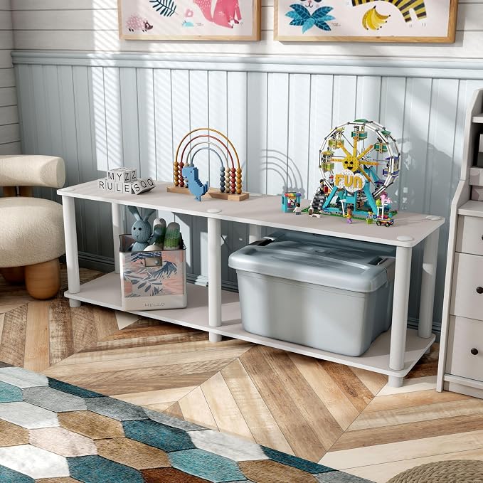 Homes: Inside + Out Apexa Modern 2-Tier Extra Wide Shelving Units, Collectibles - Image 14