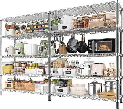 REIBII 69.8" W Storage Shelves 1510LBS Wire Shelving Unit 5 Tier Metal Shelving by REIBII