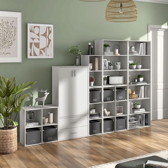 Homes: Inside + Out Apexa 6-Cube Storage Organizer Shelves, Stackable Wood - Image 11
