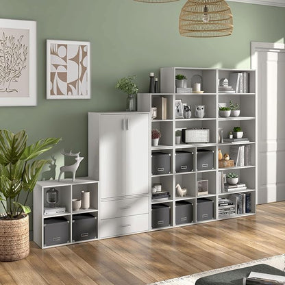 Homes: Inside + Out Apexa 6-Cube Storage Organizer Shelves, Stackable Wood - Image 11