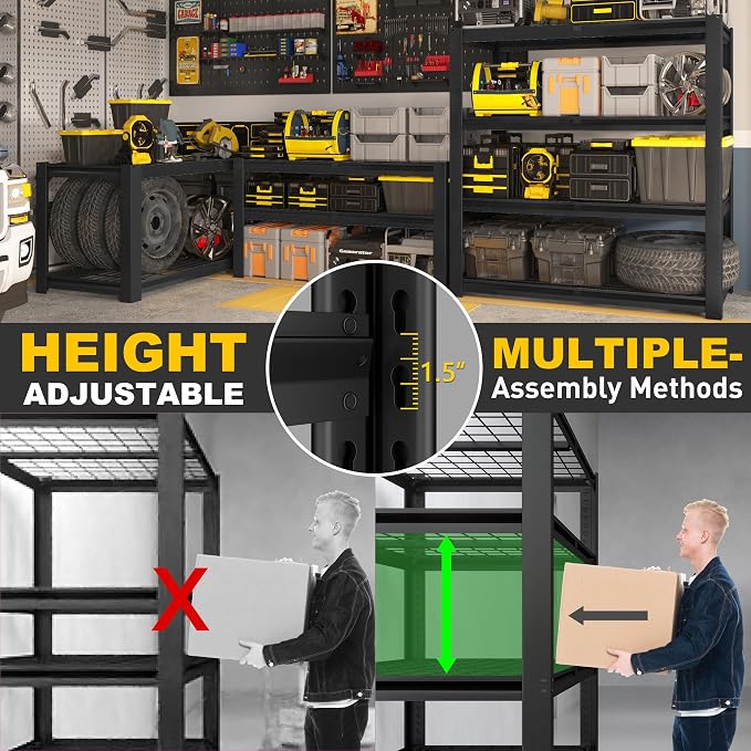 PrimeZone 40" W Heavy Duty Garage Shelving 2200 LBS 4 Tier Storage Shelves - Image 6