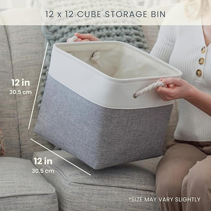 OrganiHaus 12x12 Cube Storage Bins 4 Pack, Foldable Cube Storage Organizer w/ - Image 2