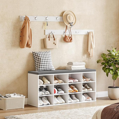 HOOBRO Shoe Storage Bench with Cushion, 39.4" L Entryway Bench with 12 Cubbies - Image 4