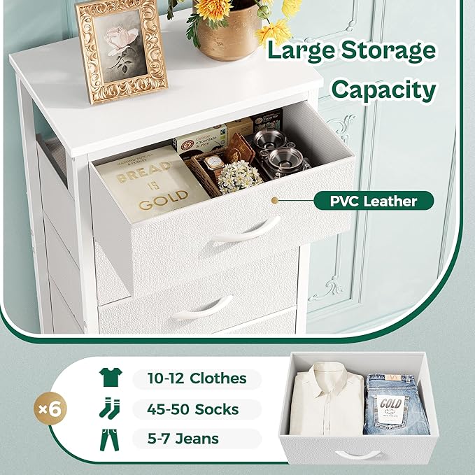 Huuger Tall Dresser for Bedroom, Stable 6 Drawer Dresser - Image 7
