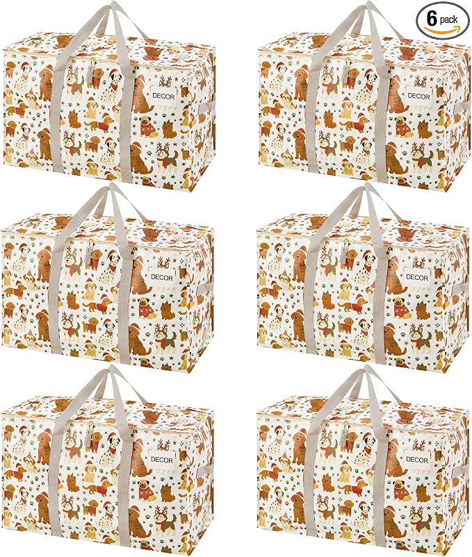 VENO 6 Pack Moving Bags and Large Christmas Storage Bins by Veno