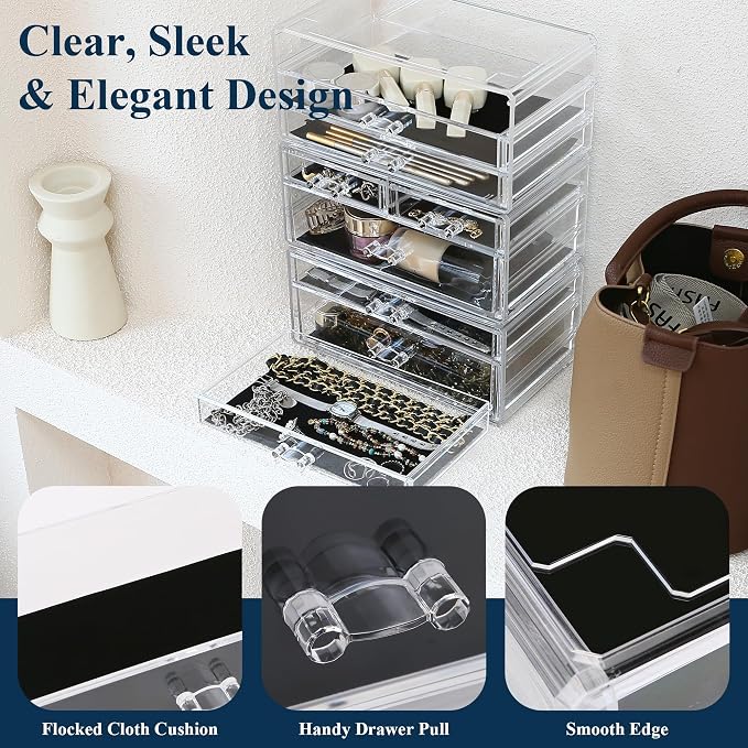 Sea Team 3-Tier Stackable Clear Makeup Organizer - Image 4
