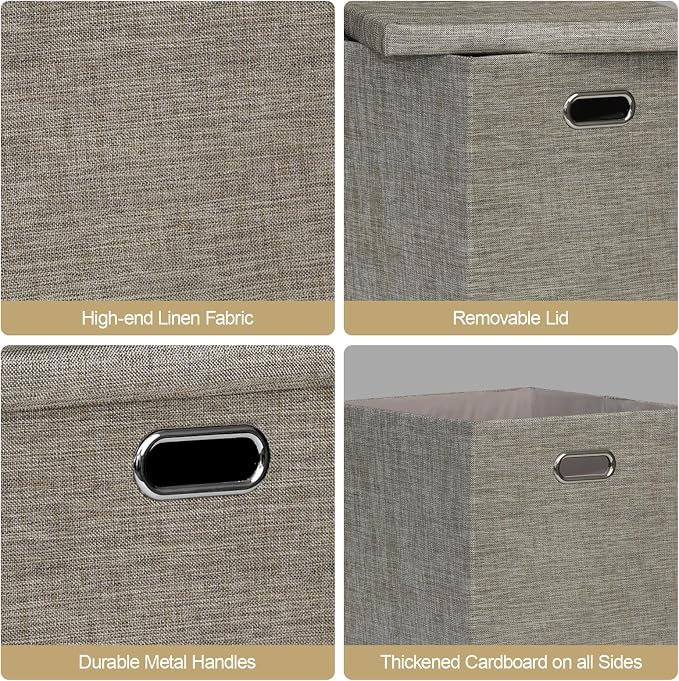 Posprica Storage Bins with Lids, 13×13×13 Foldable Storage Cube Baskets Boxes - Image 3