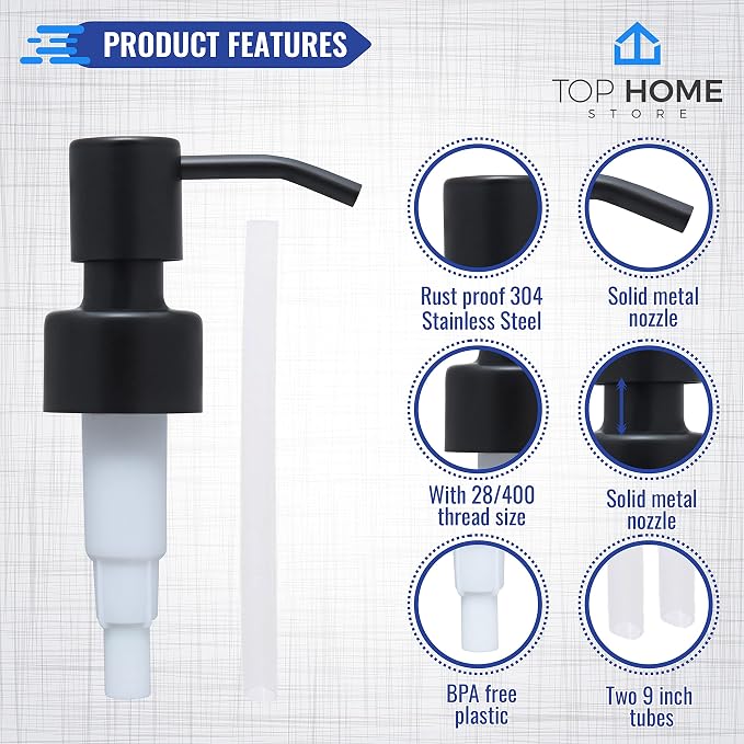 Stainless Steel Soap and Lotion Dispenser Pumps, Replacement - Image 3