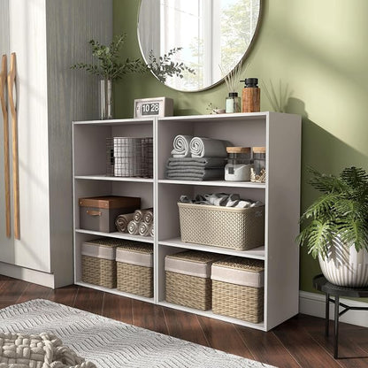 Homes: Inside + Out Apexa 3-Tier Cube Storage Organizer Shelves, Stackable Wood - Image 12
