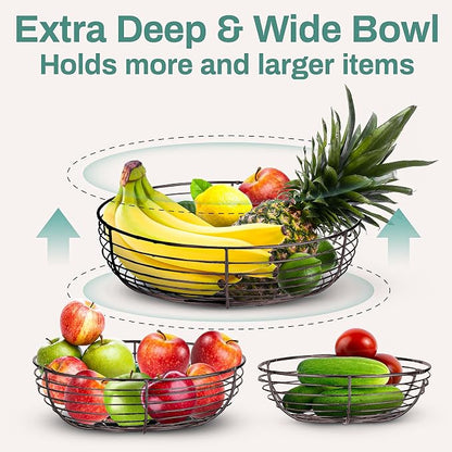 Home Intuition 3-Tier Hanging Fruit Produce Basket Heavy Duty Wire - Image 6