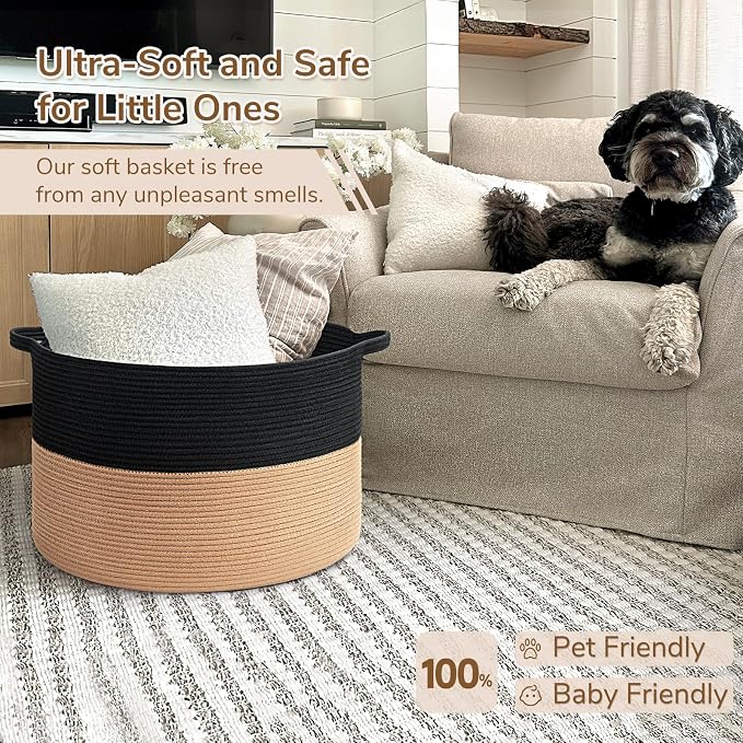 INDRESSME XXXLarge Cotton Rope Basket Woven Baby Laundry Basket Blanket Baskets - Image 6