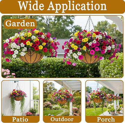4 Pack Hanging Planters 14 Inch Metal Hanging Planter Basket Flower Pots - Image 7