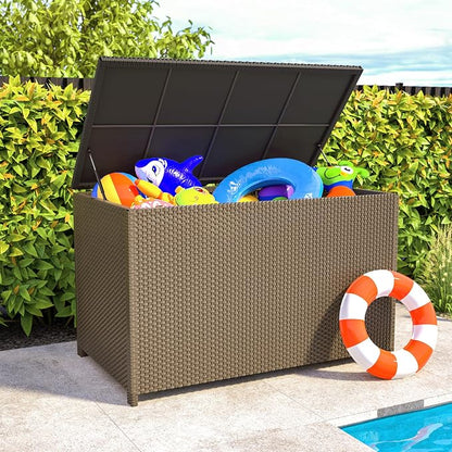 Outdoor Storage Box 150 Gallon, Mobile Waterproof Aluminum Deck Box, UV by RICNOD