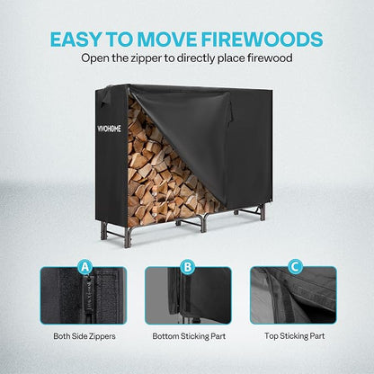 VIVOHOME 5ft Heavy Duty Indoor Outdoor Firewood Storage Log Rack - Image 6