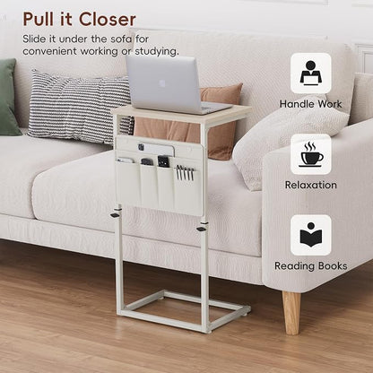 Vagusicc C Shaped End Table, Adjustable Height Small Couch Side Table - Image 5