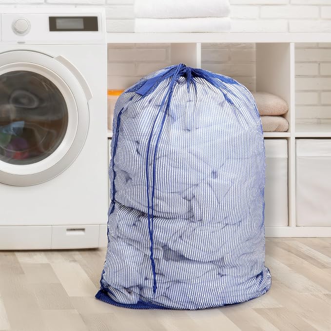 Smart Design Mesh Laundry Bag w/ Handle & Push Lock Drawstring - Image 2