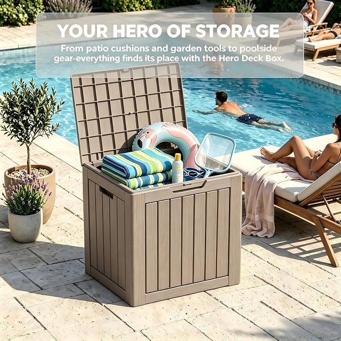 35 Gallon Deck Box Outdoor Waterproof, Resin Storage Box Outdoor Lockable - Image 7