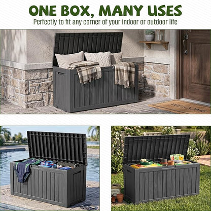 Outdoor Storage Box, 90 Gallon Resin Deck Box Waterproof, Lock Patio Storage - Image 3