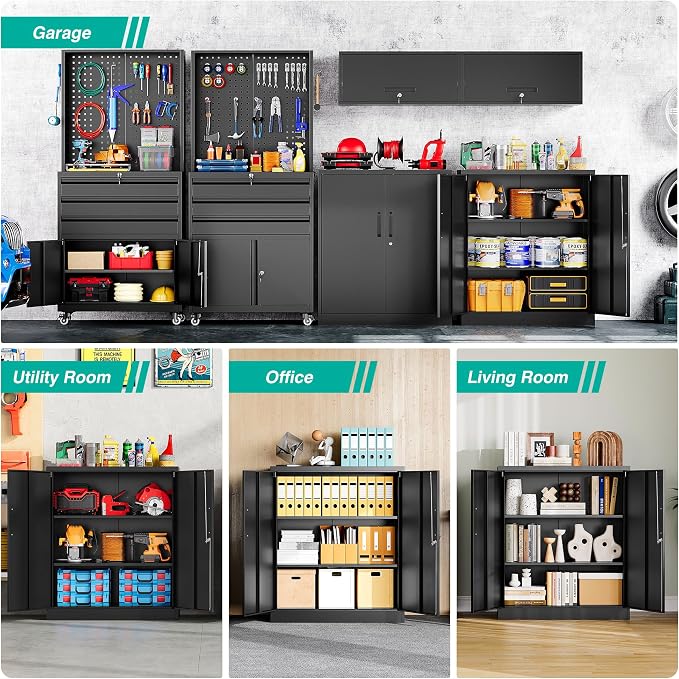 SISESOL Metal Storage Cabinet Locked Steel Cabinet - Image 4