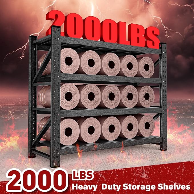 2000LBS Heavy Duty Garage Shelving Units, Metal Garage Shelves, Large Storage - Image 3