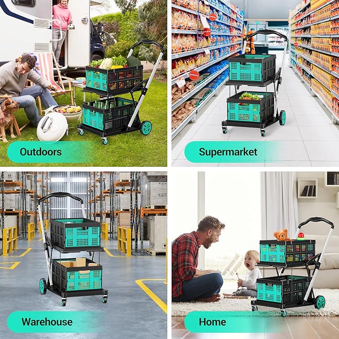 Collapsible Shopping Cart, 8-in-1 200LBS Multi Functional Utility Cart - Image 5
