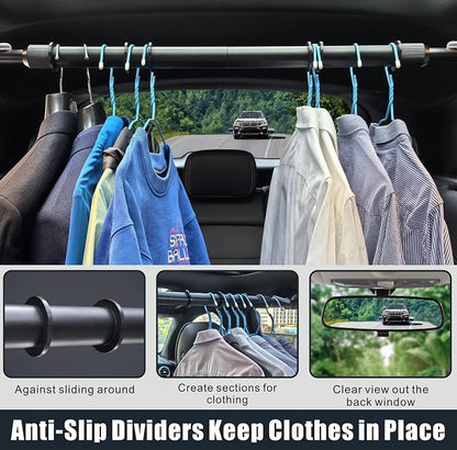 Car Clothes Hanger Bar Heavy-Duty Adjustable Tension Garment Rack 30''-50'' | - Image 7