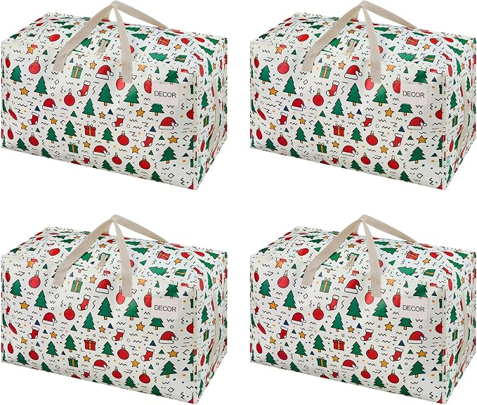 VENO 4 Pack Moving Bags and Large Christmas Decoration Storage Bins by Veno