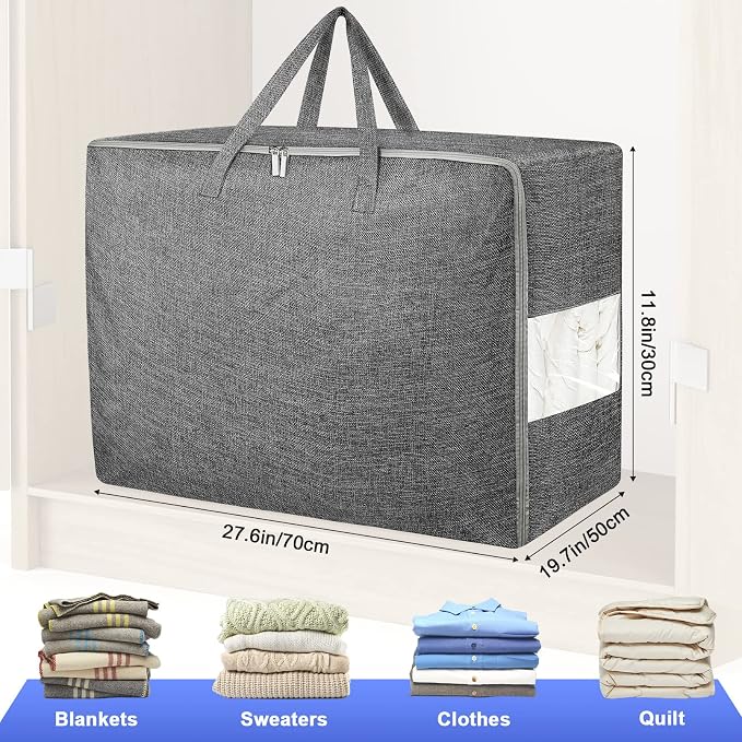 2Pack 105L Extra Large Storage Bags, Folding Comforter Blanket Storage Bags - Image 2
