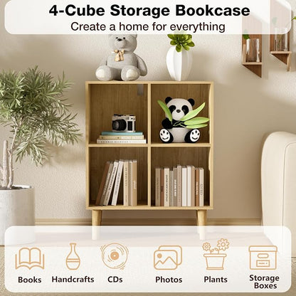 4 Cube Bookcase, Wooden Book Shelf Cube Storage Organizer - Image 5