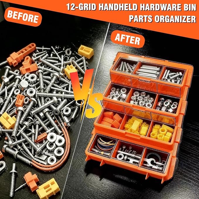 ULIBERMAGNET Tool Box Organizer, 12-Compartment Portable Small Parts Organizer - Image 7