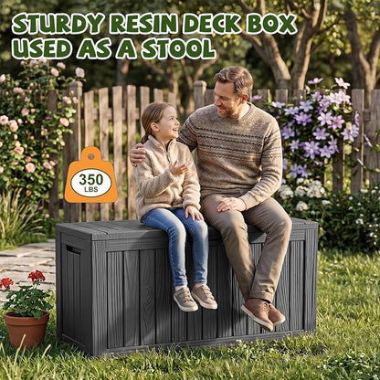 Outdoor Storage Box, 90 Gallon Resin Deck Box Waterproof, Lock Patio Storage - Image 4