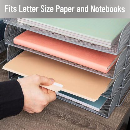 Mind Reader Stackable Paper Tray, Desktop Organizer, File Storage, Metal Mesh - Image 6