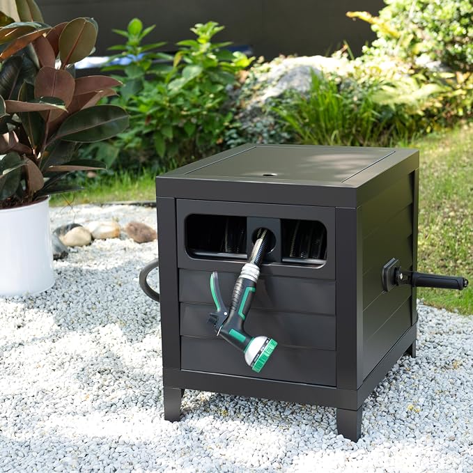 AQUAZILLA Metal Garden Hose Reel Deck box, Durable Steel Garden Hose Storage - Image 7