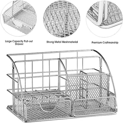 KAAKOW Silver Desk Organizers and Accessories Office Supplies Set Stapler - Image 3