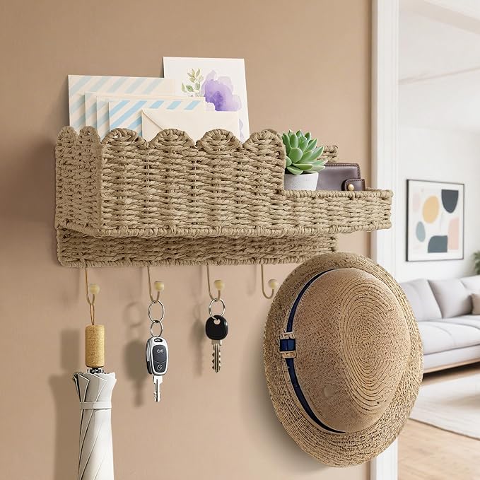 AELS Scalloped Woven Wall Mount Key Holder - Image 6