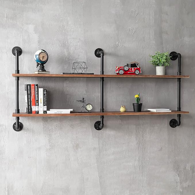 HDDFER Floating Shelves for Wall Laundry Room Shelves Bookshelf Industrial Pipe - Image 3
