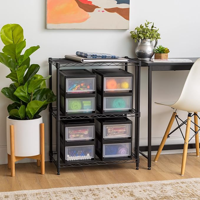 IRIS USA 6 Qt. Plastic Drawer Storage Organizer Stacking Drawers, Stackable Unit - Image 5
