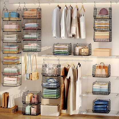X-cosrack 7 Tier Foldable Hanging Closet Organizer and Storage, Wire Closet - Image 2