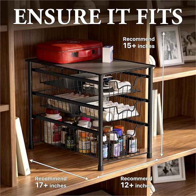 Simple Houseware Stackable 3 Tier Sliding Basket Organizer Drawer - Image 3