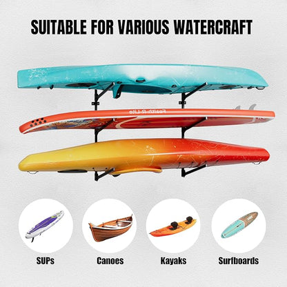 3-Tier Foldable Kayak Wall Mount Rack | Space-Saving Swing-Away Design - Image 9