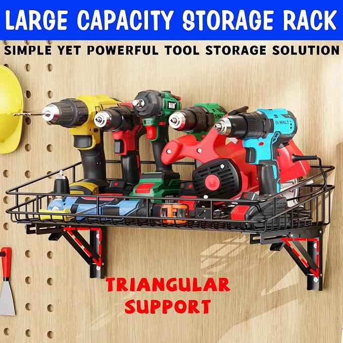 ULIBERMAGNET Large Folding Garage Shelf, Heavy Duty Wire Basket Storage Shelving - Image 4