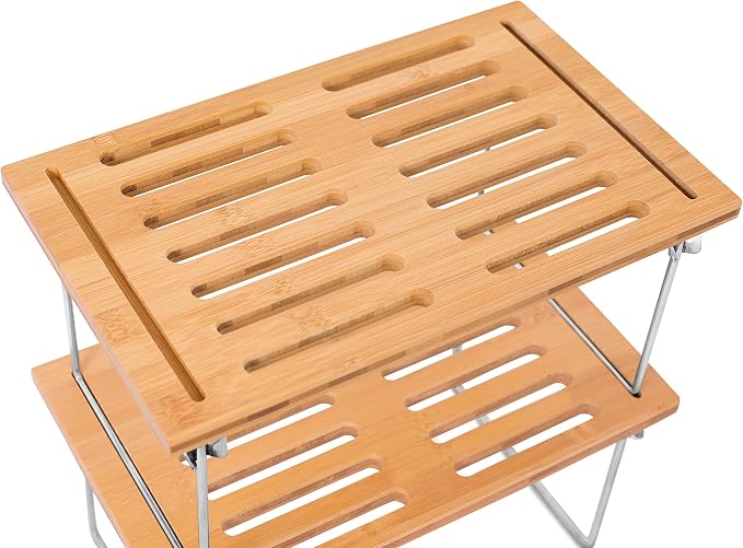 Internet's Best Stacking Utility Shelf, Bamboo 2-Tier Cabinet Organizer - Image 4