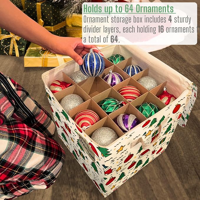 VENO 2 Pack Christmas Ornament Storage Box, Holiday Ornament Organizer - Image 2