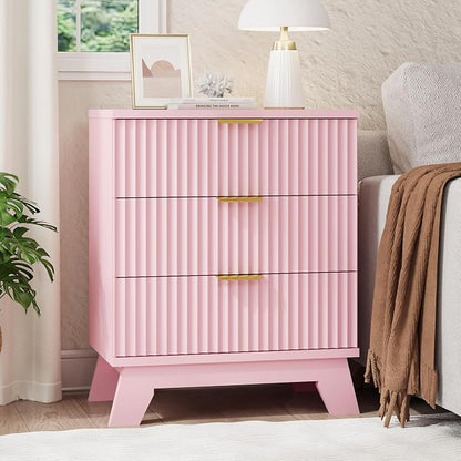 Fluted Nightstand, Mid Century Modern Wood Night Stand - Image 3