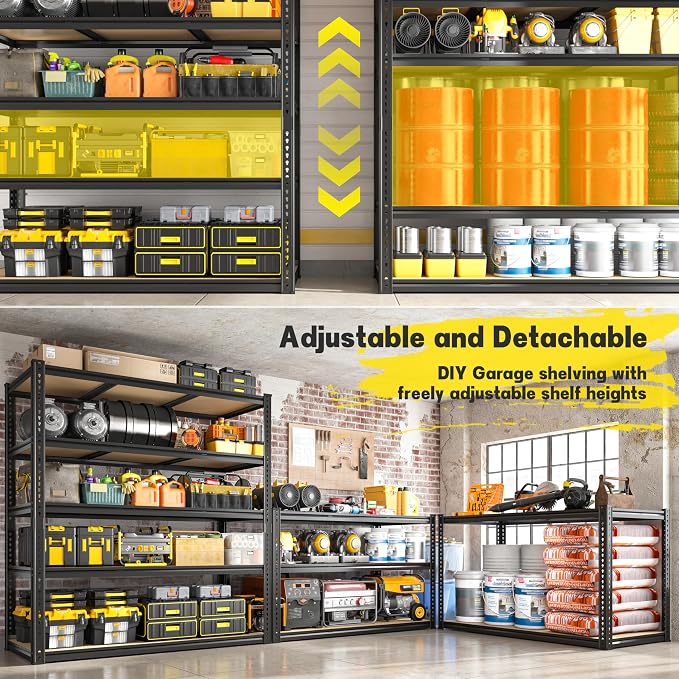 48" W Garage Shelving Heavy Duty 2800LBS Garage Storage Shelves, 5 Tier - Image 6