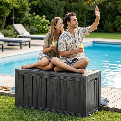 DRATO 90 Gallon Deck Boxes Outdoor Waterproof, Lockable Outside Storage Box - Image 7